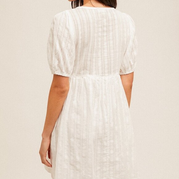 HEM & THREAD Sweetheart Button-Front Cotton Mini Dress | White SIZE LARGE - Picture 4 of 5